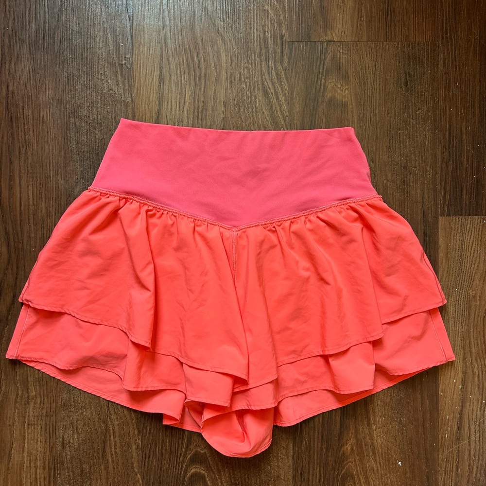 aerie Coral Pink Ruffle Athletic Shorts
